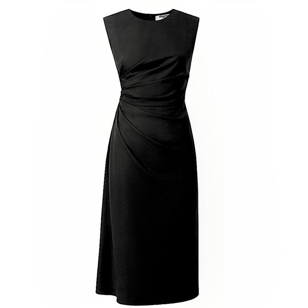 MM Lafleur Gathered Side Sleeveless Sheath Black Dress Size 4 - Picture 3 of 11
